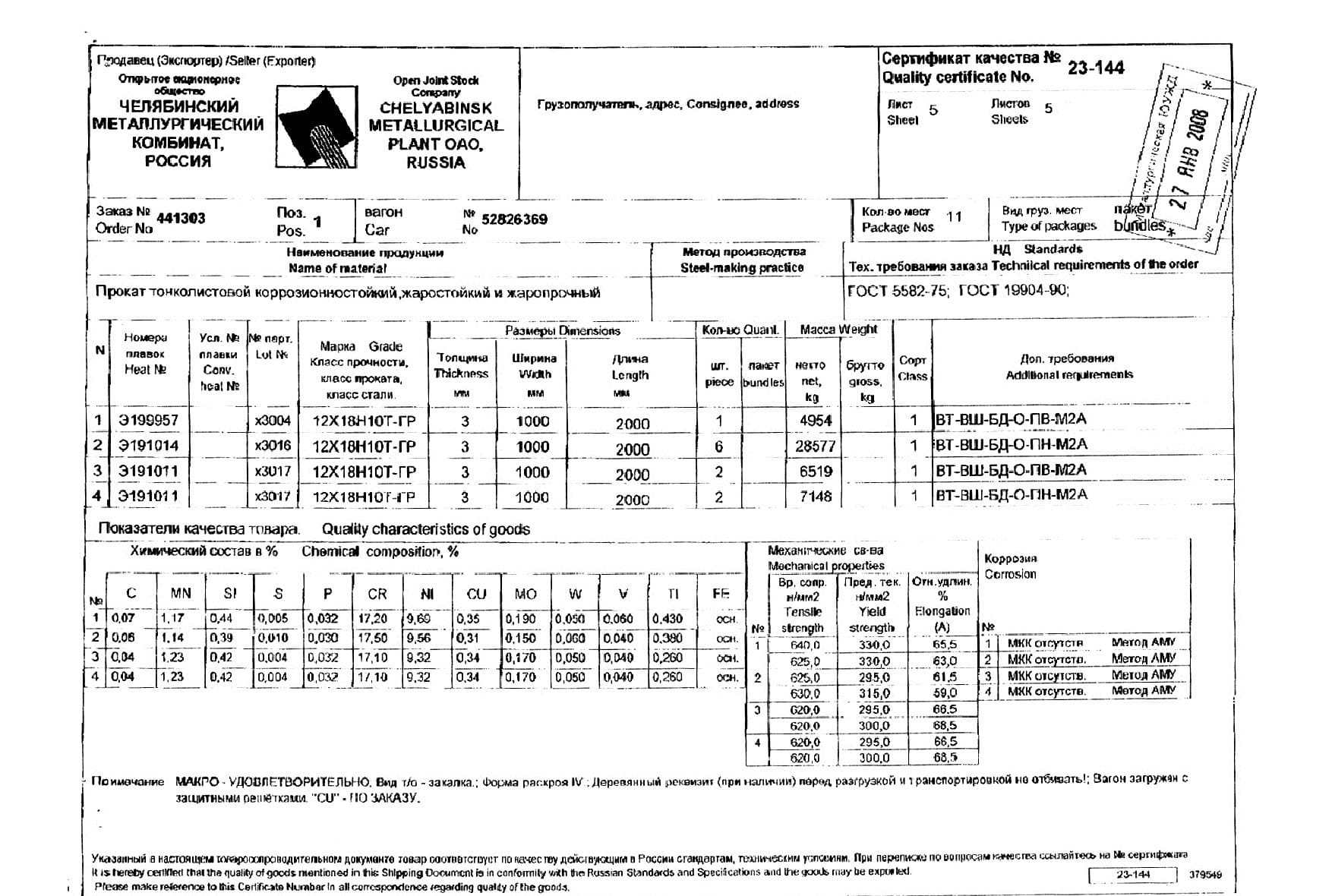 Сертификат на лист стальной нержавеющий 3,0х1000х2000 от 01-08 (1.1)